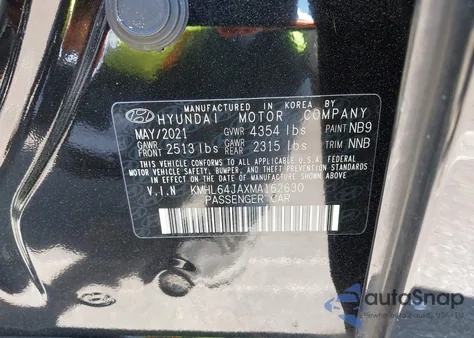 2021 Hyundai Sonata Sel из США, поврежденный, VIN KMHL64JAXMA162630